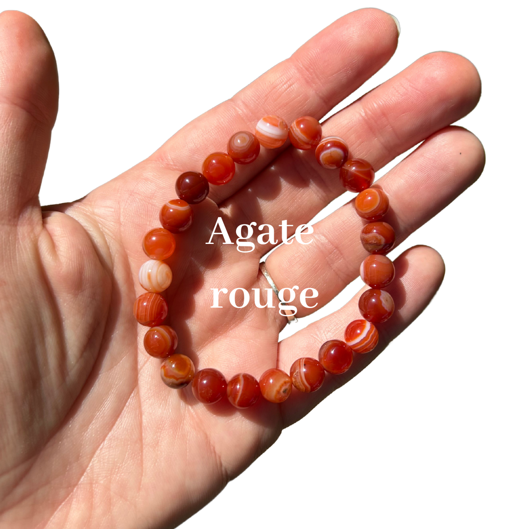 Bracelet Agate Rouge – Énergie & Confiance en Soi | Pierre Naturelle