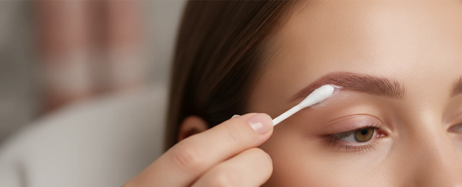 Sourcils en cours de cicatrisation après un maquillage permanent
