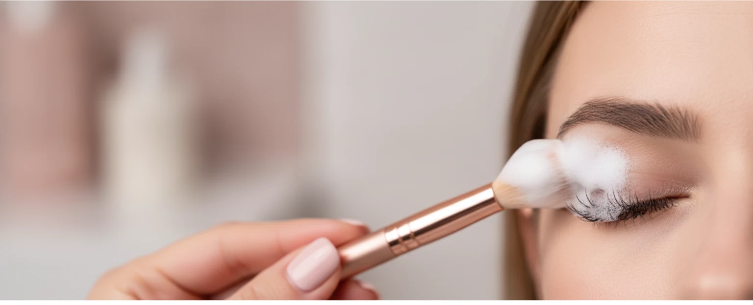 Nettoyage d'extensions de cils à la mousse et au pinceau doux