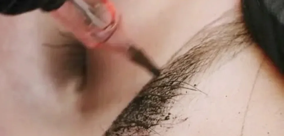 Teinture des sourcils appliquée à la brosse