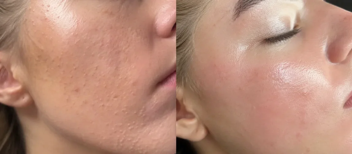 Avant et après un soin Hydraface : peau plus nette et plus lumineuse