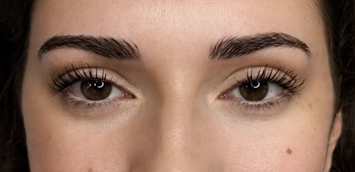 Regard de face aux sourcils structurés et naturels